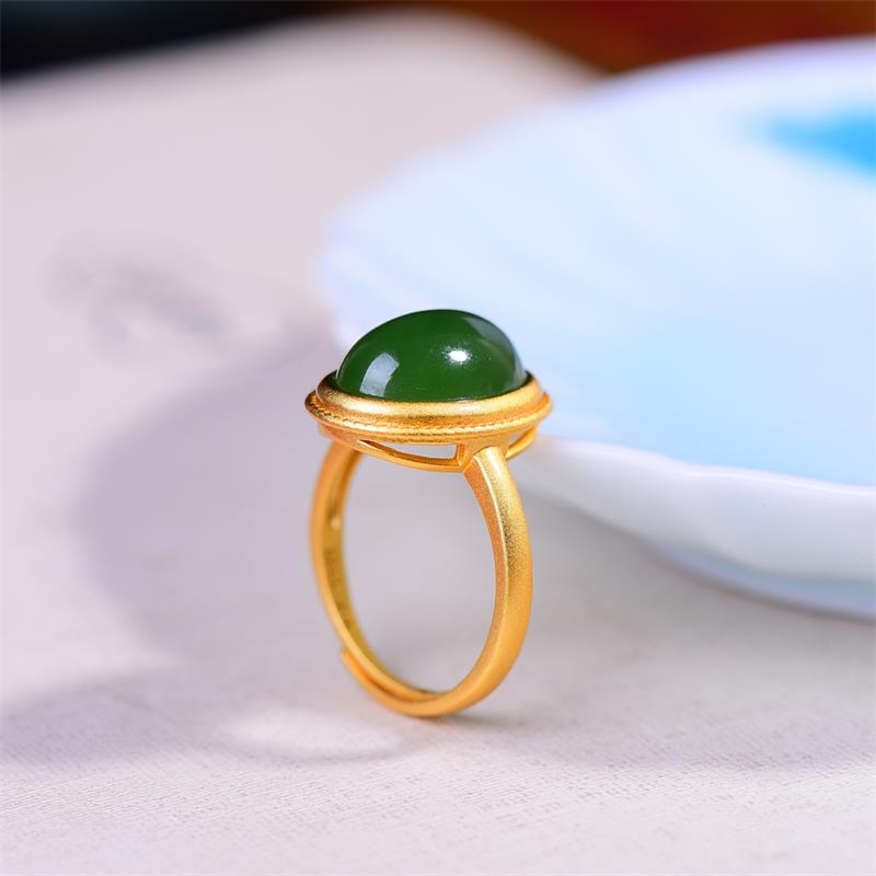 张广隆玉雕和田玉(碧玉)戒指