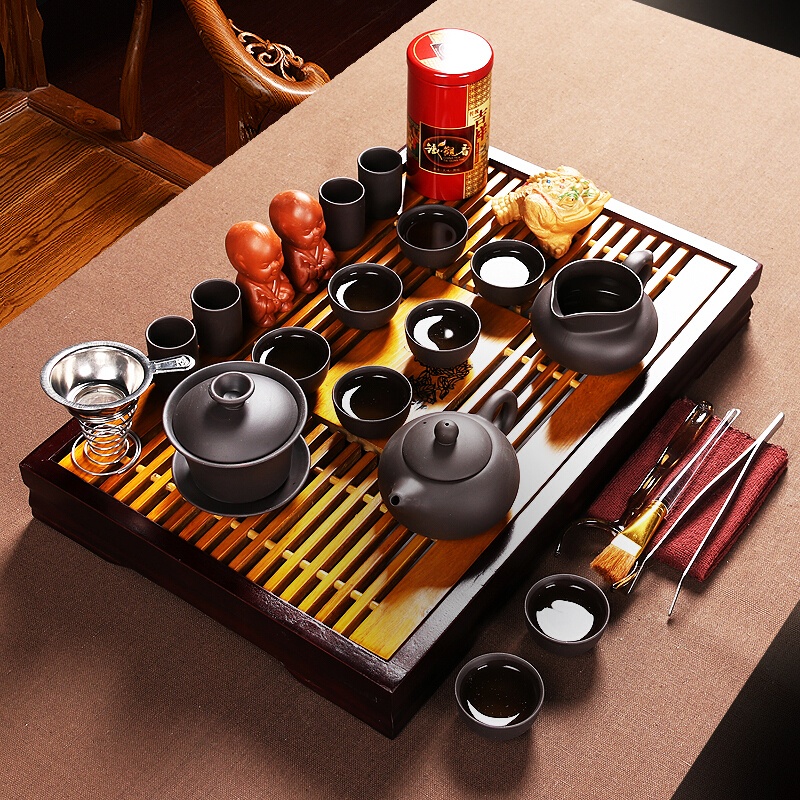 尚帝(shangdi)花开富贵茶盘乌紫砂茶具套装 京东精选