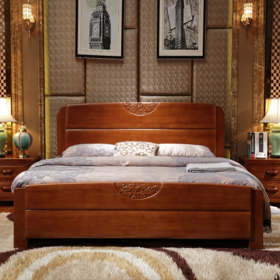 实木打造优雅大气艾柏雅居祥云胡桃木中式卧房优品组15