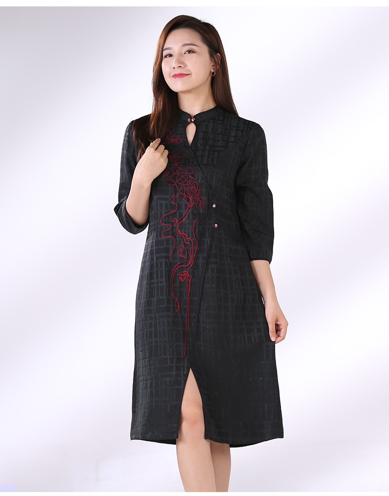 卡汐沐福禄祥云刺绣超重磅花罗香云纱连衣裙(上新了衣橱)