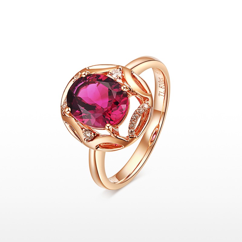 圣德宝"红红火火"2克拉红碧玺戒指 红色 12号/16.9mm/53mm