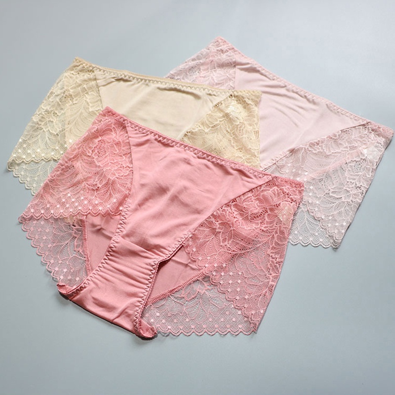 絮笈中腰真丝内裤3条装nk-028 肤色 橡皮红 粉色 m