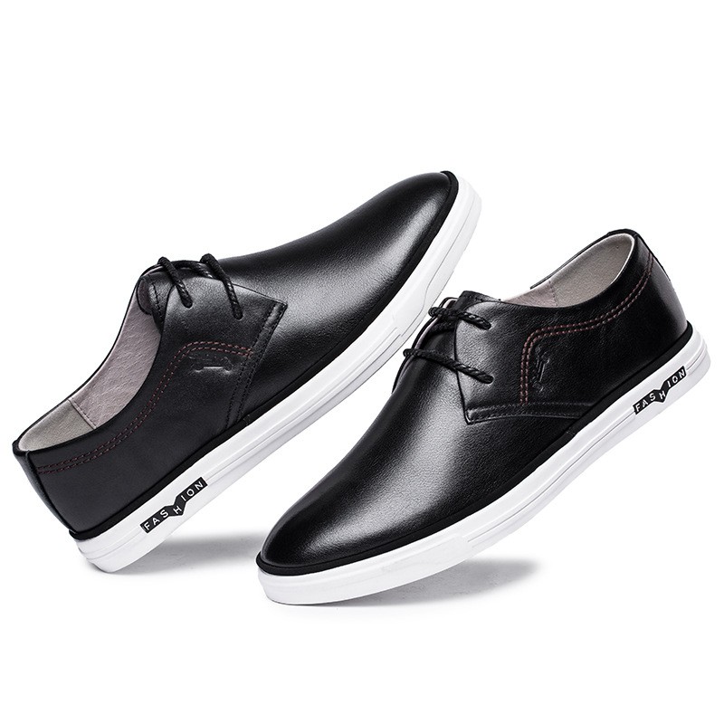 老爷车时尚休闲系带真皮低帮男士单鞋 棕色 43